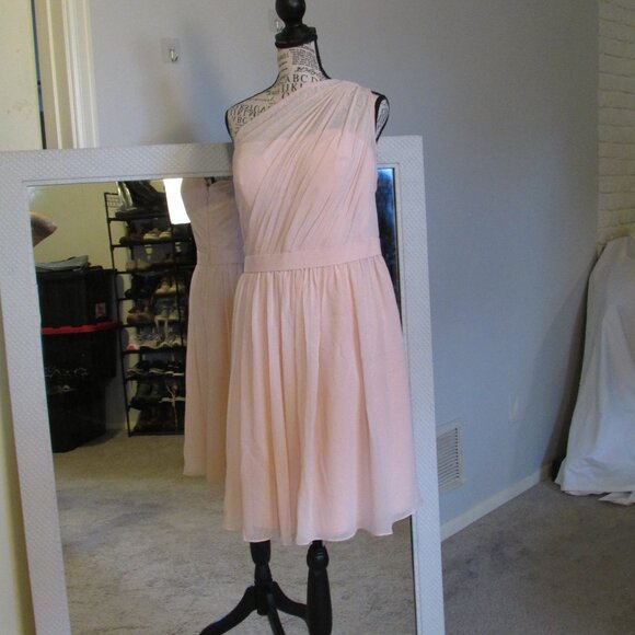 Bill Levkoff One-Shoulder Pink Prom Dress - Picture 2 of 8